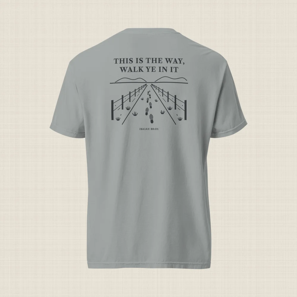 Psalmfolk Walk Ye in It Tee (Granite), back