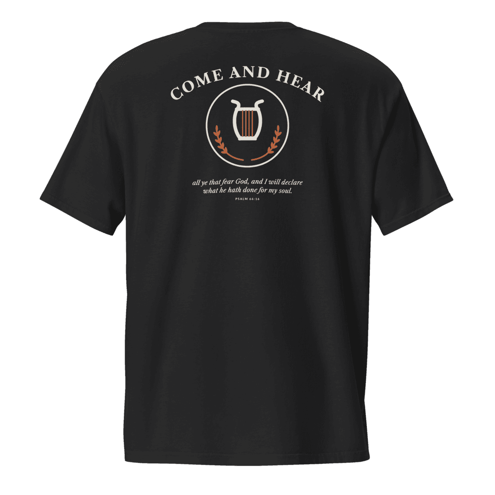 Psalmfolk Come and Hear Pocket Tee, back